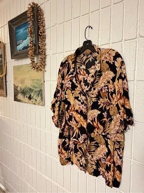 Rip Curl Black Tropical Floral Button-Up Blouse
